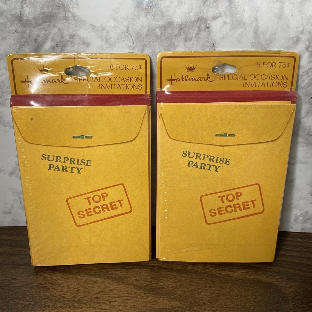 Vintage Hallmark Top Secret Surprise Party INVITATIONS 2x8pk (16 Total)